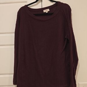 LOFT Maroon Textured Knit Top